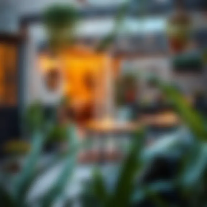 A cozy outdoor space with plants and furniture