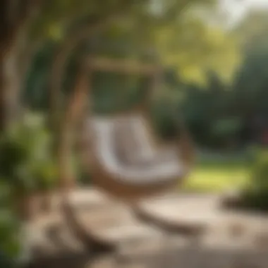 Hammock Rocking Chair in a Tranquil Outdoor Environment Stylish hammock rocking chair in a serene outdoor setting