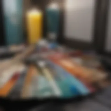 Color Palettes and Material Samples Diverse range of color palettes and material samples for interior design