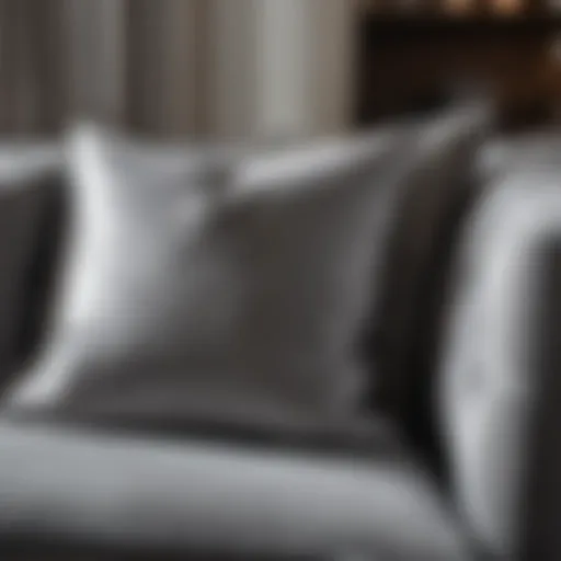 Luxurious grey throw pillows on a stylish sofa