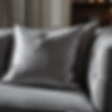 Luxurious Grey Throw Pillows Luxurious grey throw pillows on a stylish sofa