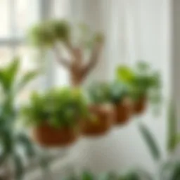 Aesthetic indoor hanging planters adorned with lush greenery