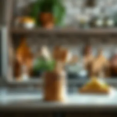 Rustic Charm: Integrating Utensil Holders Chic large utensil holder blending with rustic kitchen decor