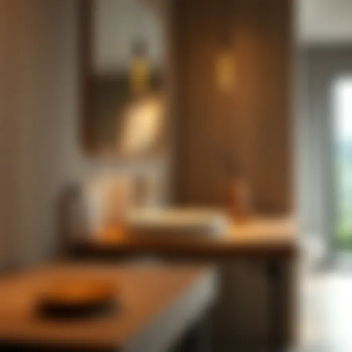 Contemporary Sink Design with Natural Materials Contemporary sink design combined with natural materials for a warm aesthetic