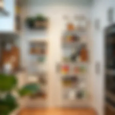Creative storage solutions with various racks on a pantry door