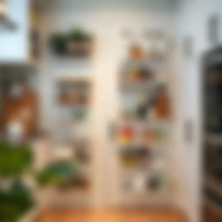 Creative storage solutions with various racks on a pantry door