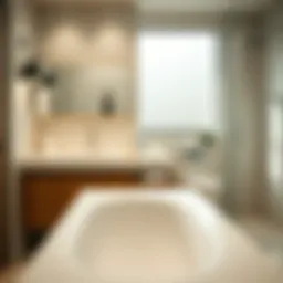 Elegant bathroom sink with extended counter space showcasing modern fixtures