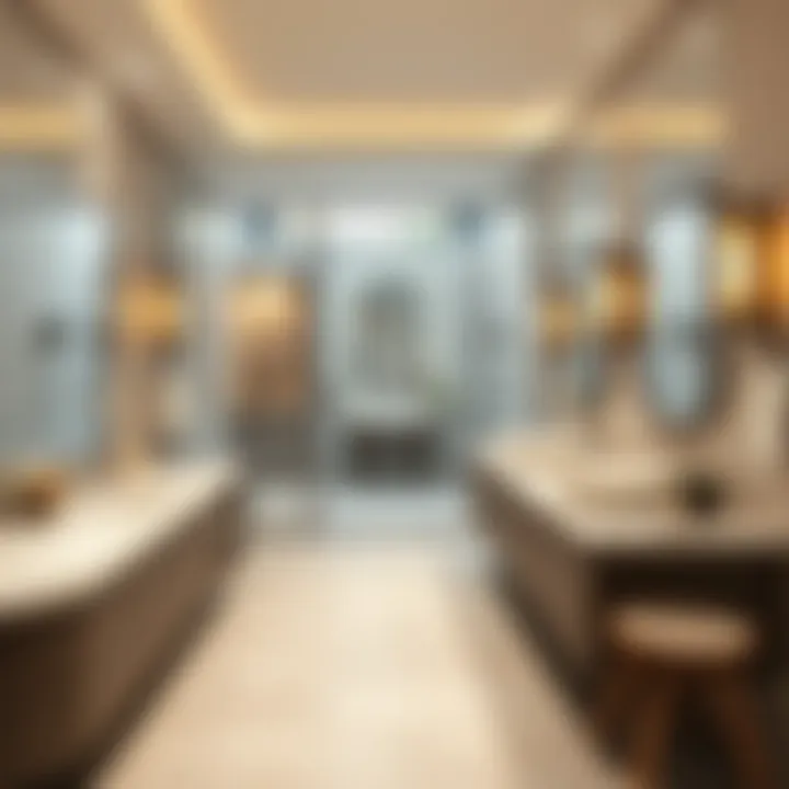 Luxurious Bathroom Layout with Functional Counters Luxurious bathroom layout highlighting functionality and spacious counter arrangements