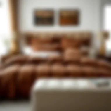 Stylish Brown Comforter Set in a Modern Bedroom Stylish brown comforter set arranged in a modern bedroom