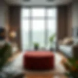 Luxurious pouffe in a modern living room setting