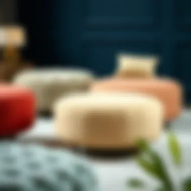 Stylish pouffe options showcasing diverse materials and designs