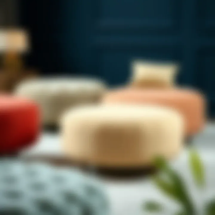 Stylish pouffe options showcasing diverse materials and designs