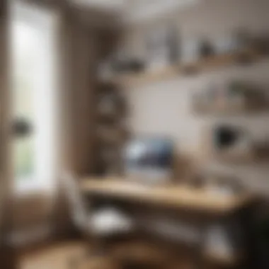 Home office featuring a corner desk and coordinated shelving