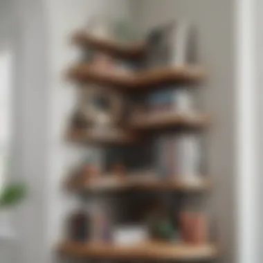 Artfully Arranged Corner Shelves Stylish corner shelves with decorative items and books