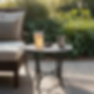 Essential Maintenance for Outdoor Furniture Maintenance tips illustrated on a small plastic end table