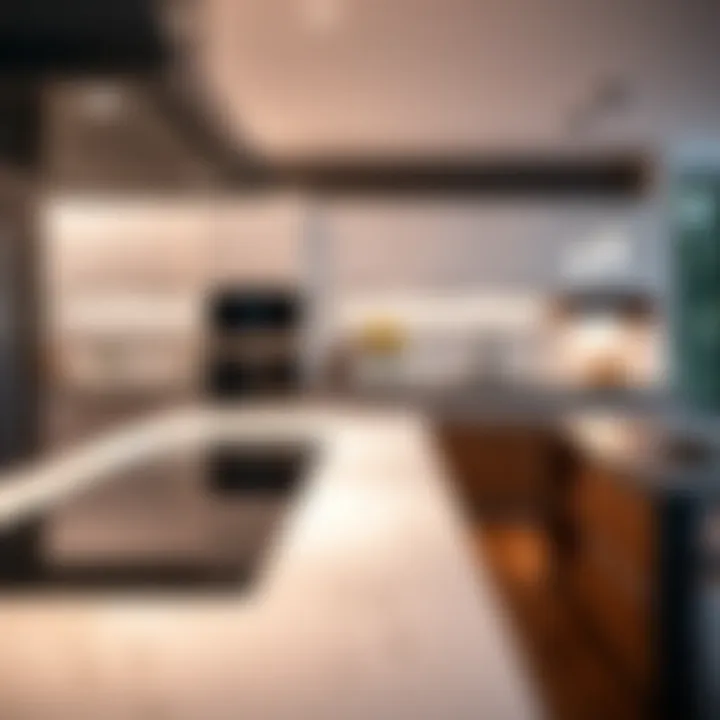 A contemporary kitchen featuring multiple smart cooktops integrated into a smart home system