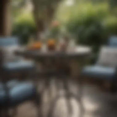Enhancing Aesthetics with Decorative Touches Tall narrow outdoor table adorned with decorative items