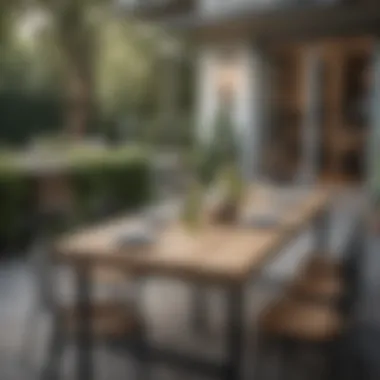 Creating a Social Hub Outdoors Tall narrow outdoor table perfect for social gatherings