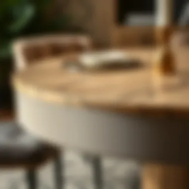 Close-up of luxurious materials used in dining table sets