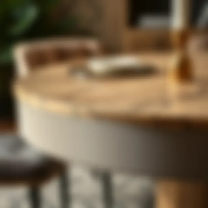 Close-up of luxurious materials used in dining table sets