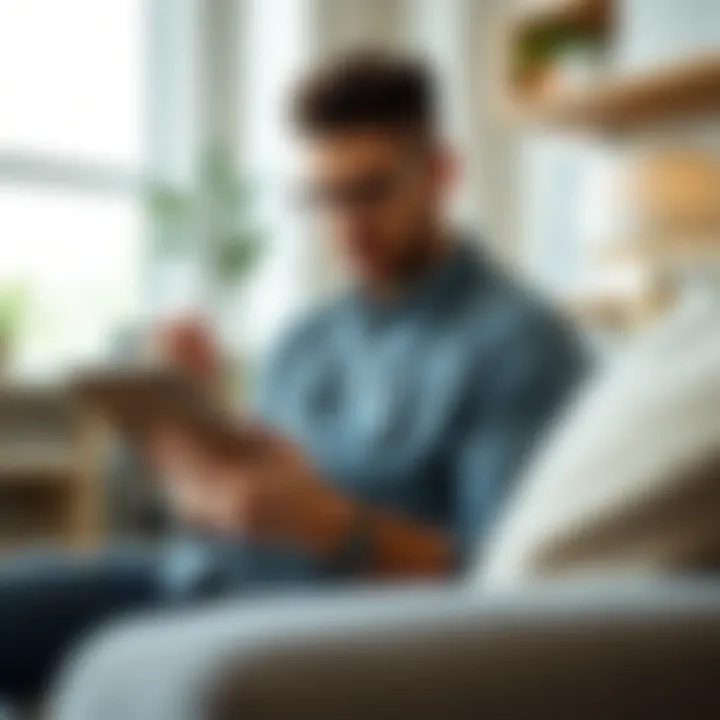 A close-up of a user reviewing TaskRabbit reviews for furniture movers