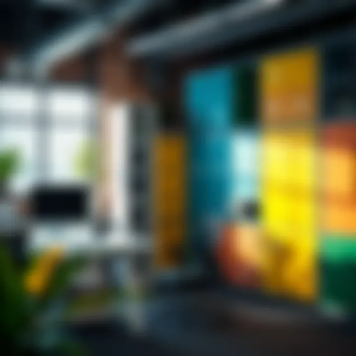 Vibrant Workspace Innovations Colorful and ergonomic file cabinets enhancing an office workspace