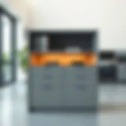 Sleek modern file cabinet in a minimalist office setting