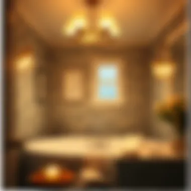 Cozy Bathroom Ambiance with Warm Lighting Cozy bathroom ambiance created by warm lighting