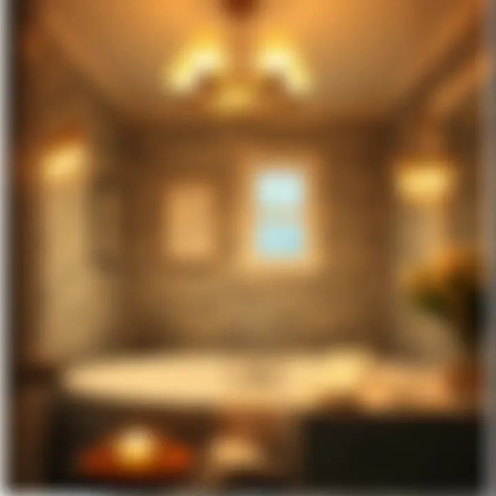 Cozy Bathroom Ambiance with Warm Lighting Cozy bathroom ambiance created by warm lighting