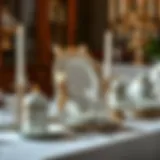 Elegant Table Setting with Ornate Dishware An elegant table setting showcasing ornate dishware