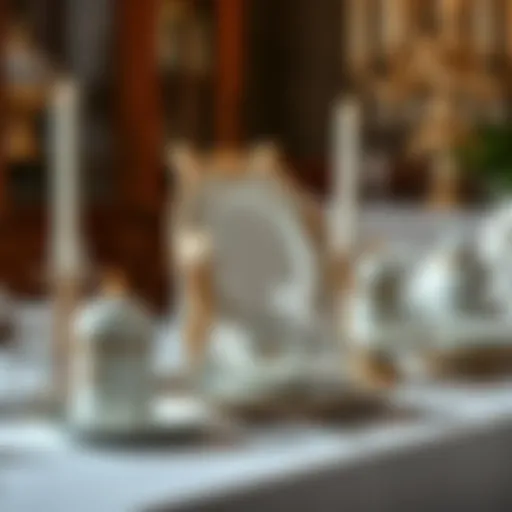 Elegant Table Setting with Ornate Dishware An elegant table setting showcasing ornate dishware
