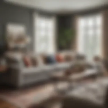 Cozy Charm: Pillows and Sectionals Cozy arrangement of six seat sectional with decorative pillows