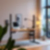 Elegant workspace featuring a hand crank standing desk