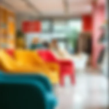 Chairs in a vibrant retail environment