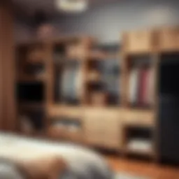 Stylish open shelf wardrobe showcasing elegant organization and design