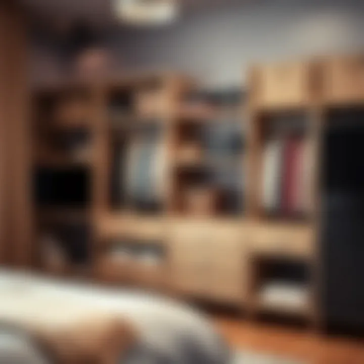 Stylish open shelf wardrobe showcasing elegant organization and design