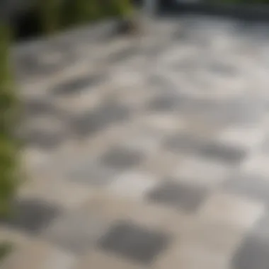Modern Deck Tile Design on Concrete Patio A beautifully transformed concrete patio featuring deck tiles in a modern design.