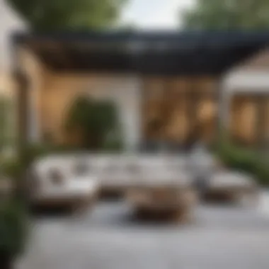 Stylish Patio with Sectional Furniture Elegant sectional outdoor furniture in a stylish patio setting