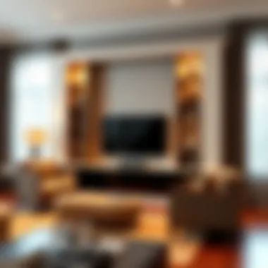 Elegant wall unit in a cozy living room setting