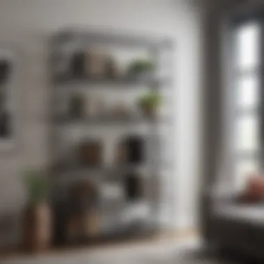 Functional Metal Bookshelf in Living Space Functional metal bookshelf in a contemporary living room